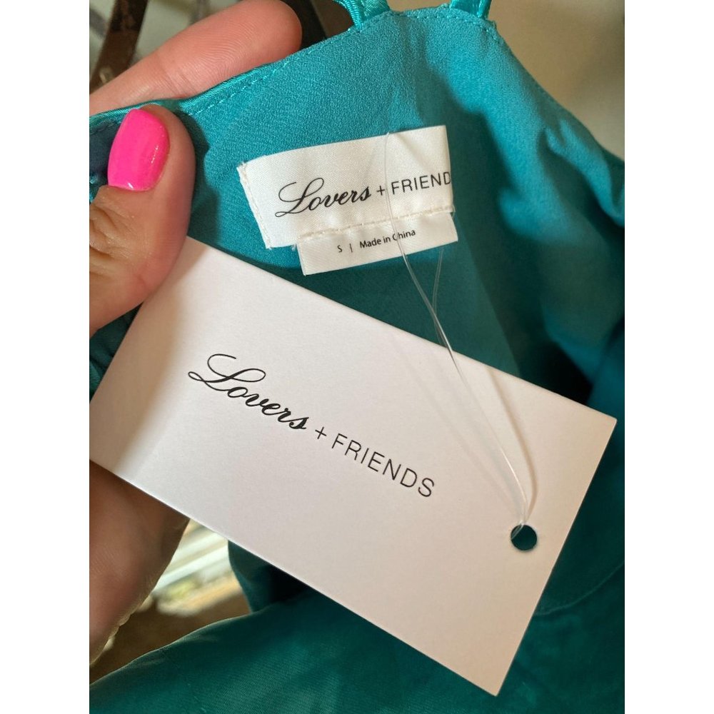 Lovers + Friends Luca Teal Blue Satin Maxi Gown S - Picture 10 of 10